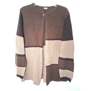 Vintage Tudor Court Cardigan Sweater Color‎ Block Boxy Lightweight Size 2X